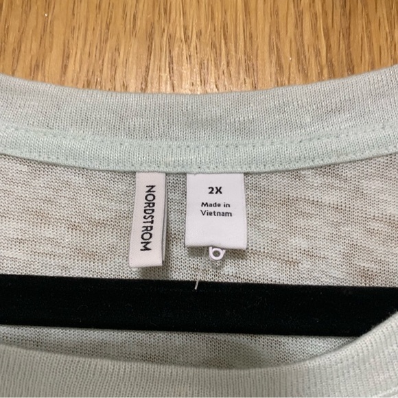 Nordstrom 100% Linen Green Short Sleeve T-Shirt with Pocket - Size 2X - Picture 3 of 5